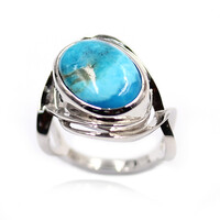 Anillo en plata con Turquesa azul del Mohave Kingman (Faszination Türkis)