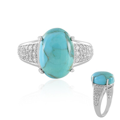 Anillo en plata con Turquesa azul del Mohave Kingman