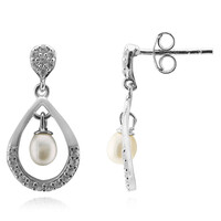 Pendientes en plata con Perla blanca Freshwater