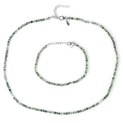 Set en plata con Cuarzo verde rutilado