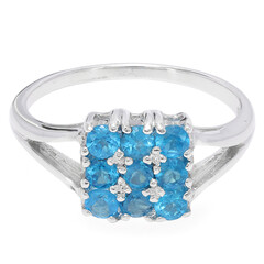 Anillo en plata con Apatita azul neón