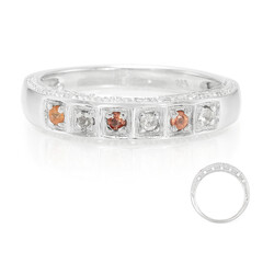 Anillo de hombre en plata con Zafiro naranja