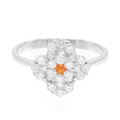 Anillo en plata con Zafiro naranja