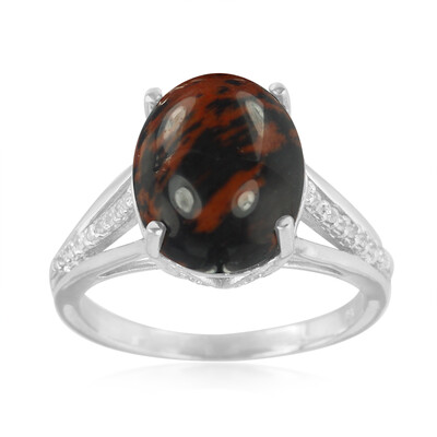 Anillo en plata con Obsidiana caoba