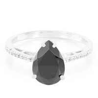 Anillo en plata con Espinela negra