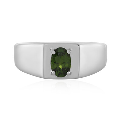 Anillo en plata con Zircón verde Ceylon