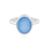 Anillo en plata con Calcedonia azul