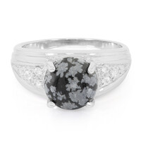 Anillo de hombre en plata con Obsidiana Copo de Nieve