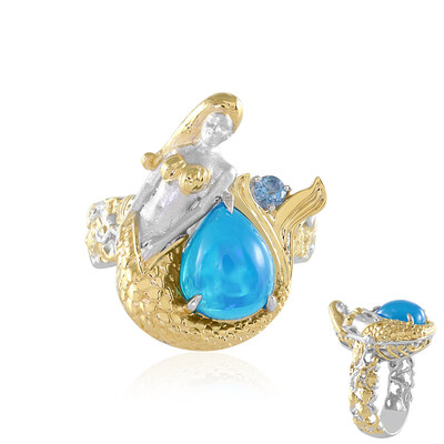 Anillo en plata con Ópalo azul de Etiopía (Gems en Vogue)