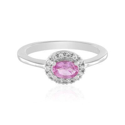 Anillo en plata con Zafiro Ceylon rosa sin calentar