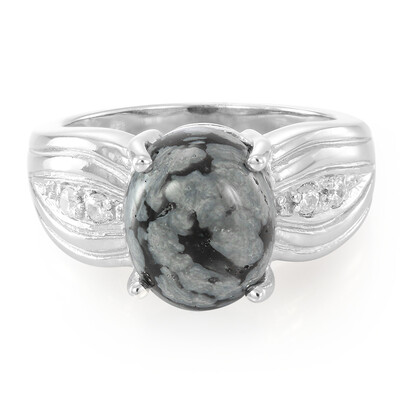 Anillo de hombre en plata con Obsidiana Copo de Nieve