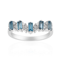 Anillo en plata con Topacio azul de Londres