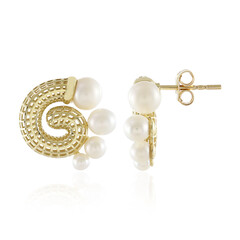 Pendientes en oro con Perla blanca Freshwater (Ornaments by de Melo)