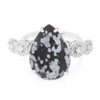 Anillo en plata con Obsidiana Copo de Nieve