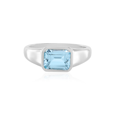 Anillo en plata con Topacio azul cielo