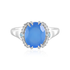 Anillo en plata con Calcedonia azul