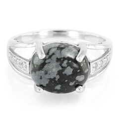 Anillo en plata con Obsidiana Copo de Nieve