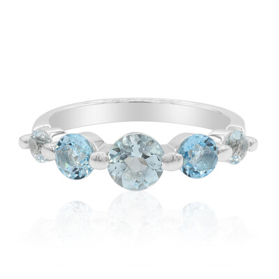 Anillo en plata con Topacio azul cielo