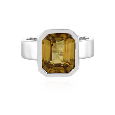 Anillo de hombre en plata con Zircón amarillo