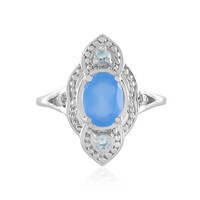 Anillo en plata con Calcedonia azul