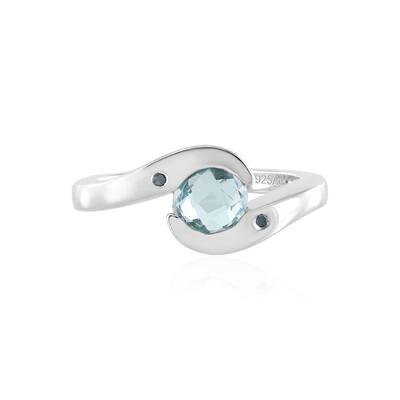 Anillo en plata con Topacio azul cielo