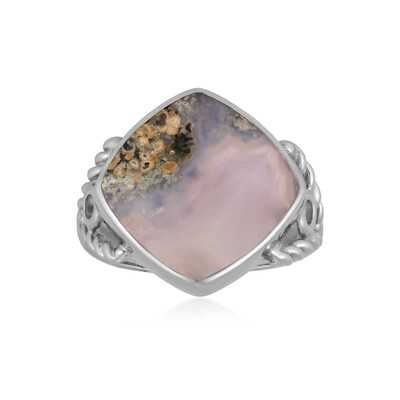 Anillo en plata con Calcedonia violeta java (Bali Barong)