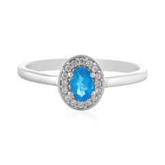 Anillo en plata con Apatita azul neón