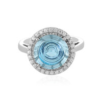 Anillo en plata con Topacio azul cielo