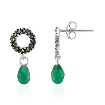 Pendientes en plata con Ónix verde