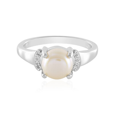 Anillo en plata con Perla blanca Freshwater