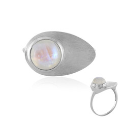 Anillo en plata con Piedra de Luna arcoíris AAA