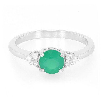 Anillo en plata con Calcedonia verde