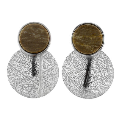 Pendientes en plata con Madera de palma petrificada (dagen)