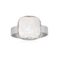 Anillo en plata con Piedra de luna arco iris de Bihar