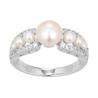 Anillo en plata con Perla blanca Freshwater