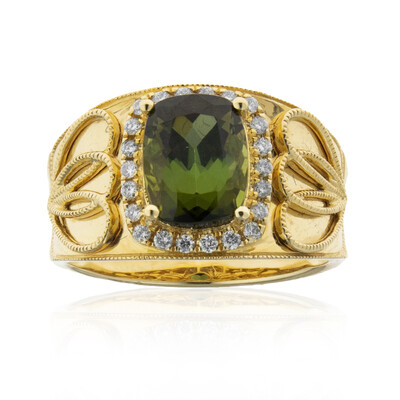 Anillo en oro con Turmalina verde de Brasil (CIRARI)