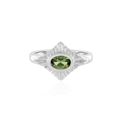 Anillo en plata con Turmalina verde