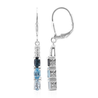 Pendientes en plata con Topacio azul de Londres