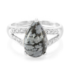 Anillo en plata con Obsidiana Copo de Nieve