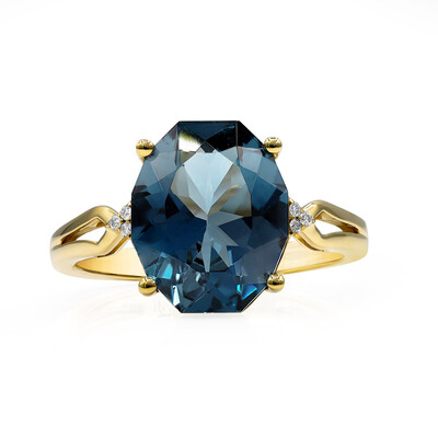 Anillo en oro con Topacio azul de Londres