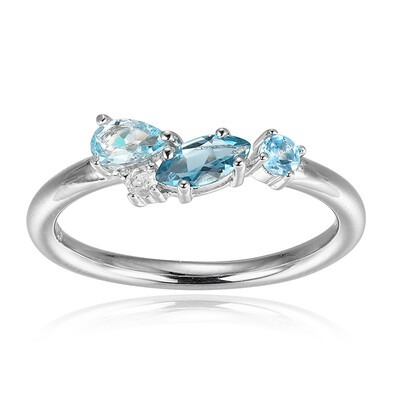 Anillo en plata con Topacio azul de Londres