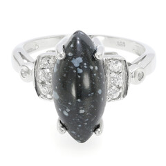 Anillo en plata con Obsidiana Copo de Nieve