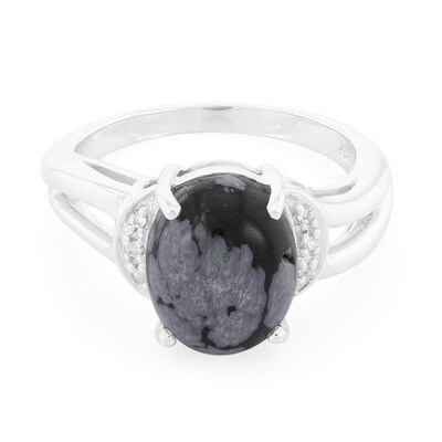 Anillo en plata con Obsidiana Copo de Nieve