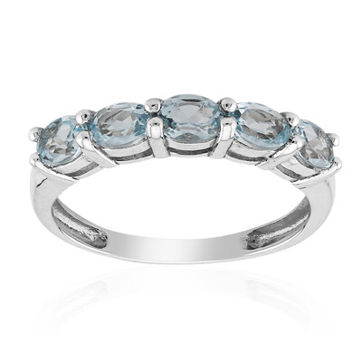 Anillo en plata con Topacio azul cielo