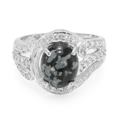 Anillo en plata con Obsidiana Copo de Nieve