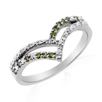 Anillo en plata con Diamante verde I2