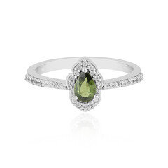 Anillo en plata con Zircón verde Ceylon