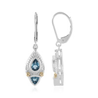 Pendientes en plata con Topacio azul de Londres (Granulieren)