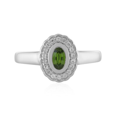 Anillo en plata con Zircón verde Ceylon