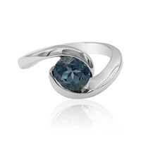 Anillo en plata con Topacio azul de Londres